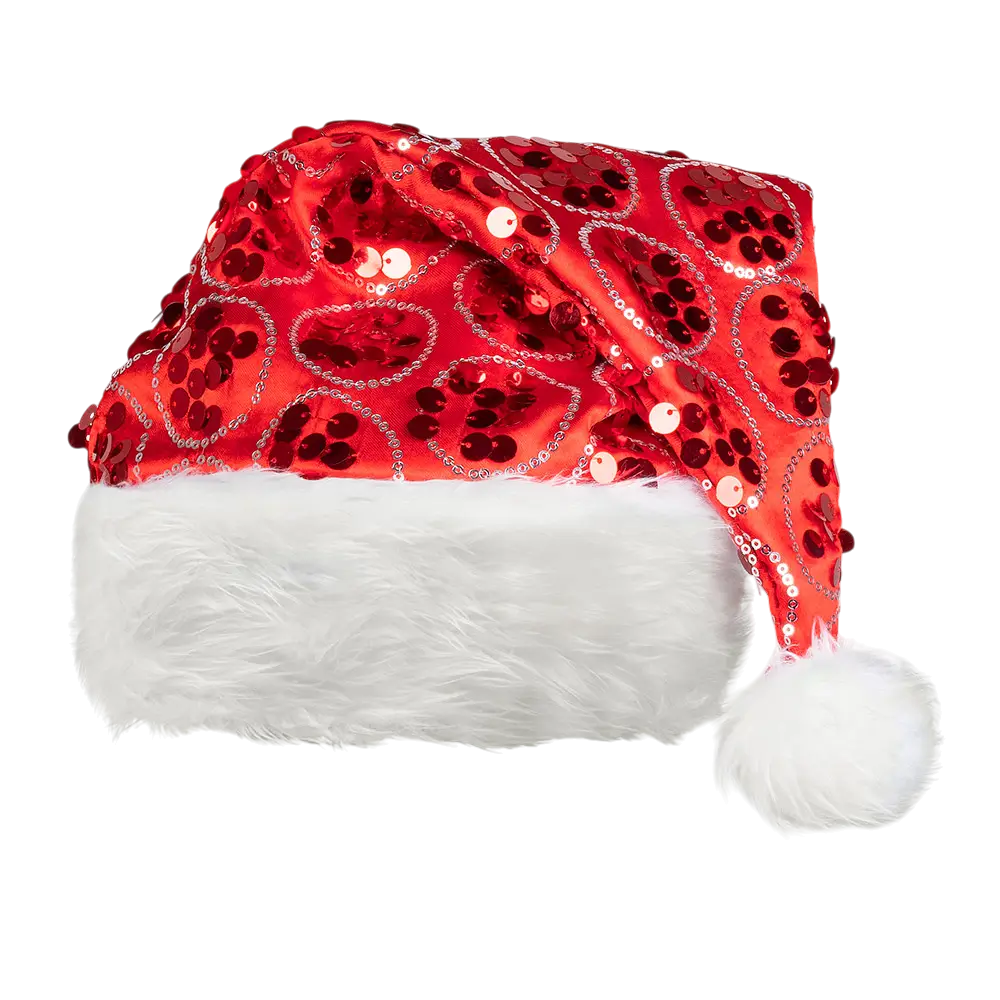 Kerstmuts met rode pailletten
