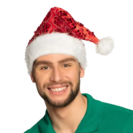 Kerstmuts met rode pailletten