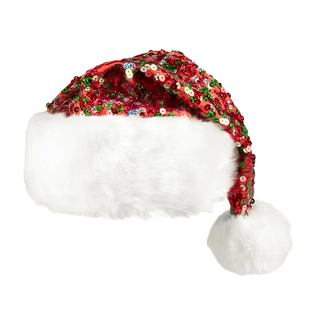 Kerstmuts met gekleurde pailletten
