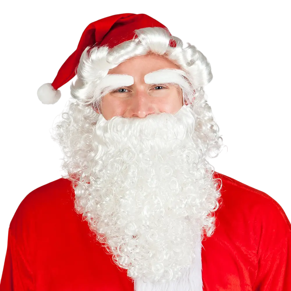Kerstmutsenset met baard en wenkbrauwen - volwassene