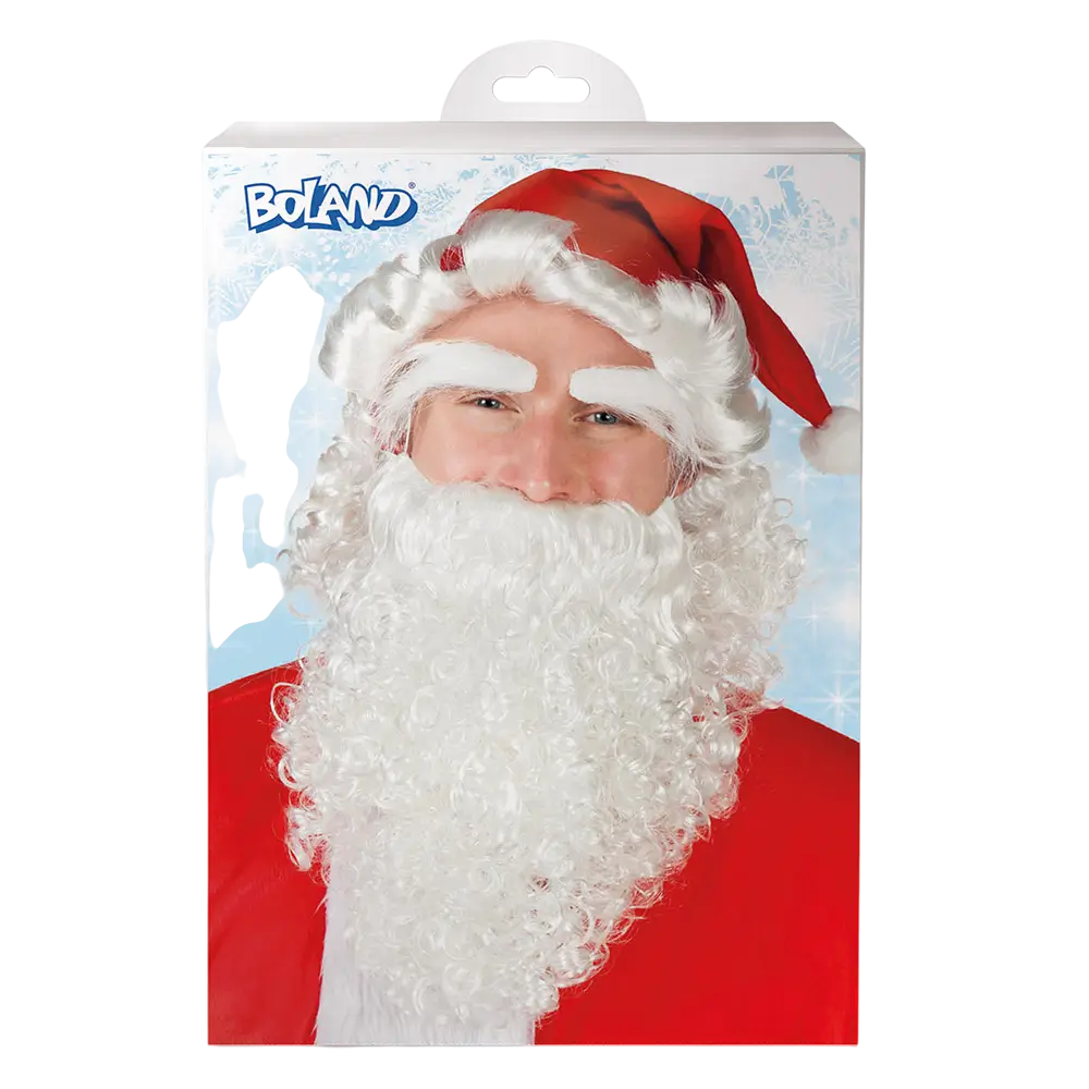 Kerstmutsenset met baard en wenkbrauwen - volwassene