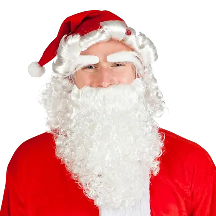 Kerstmutsenset met baard en wenkbrauwen - volwassene