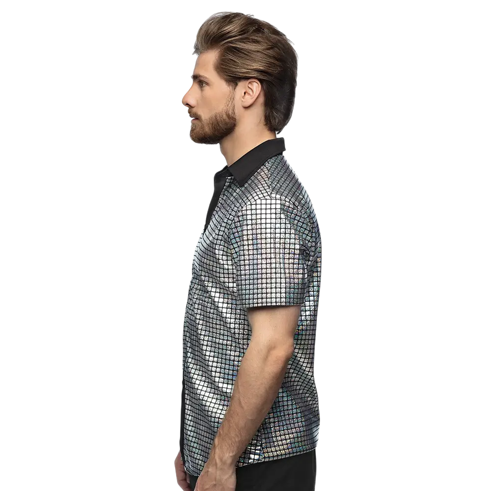 Zilveren disco-diamanten overhemd - XL
