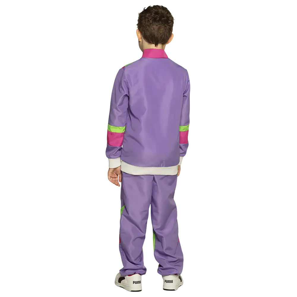 Verkleed neon paars retro trainingspak voor kinderen - 10-12 jaar