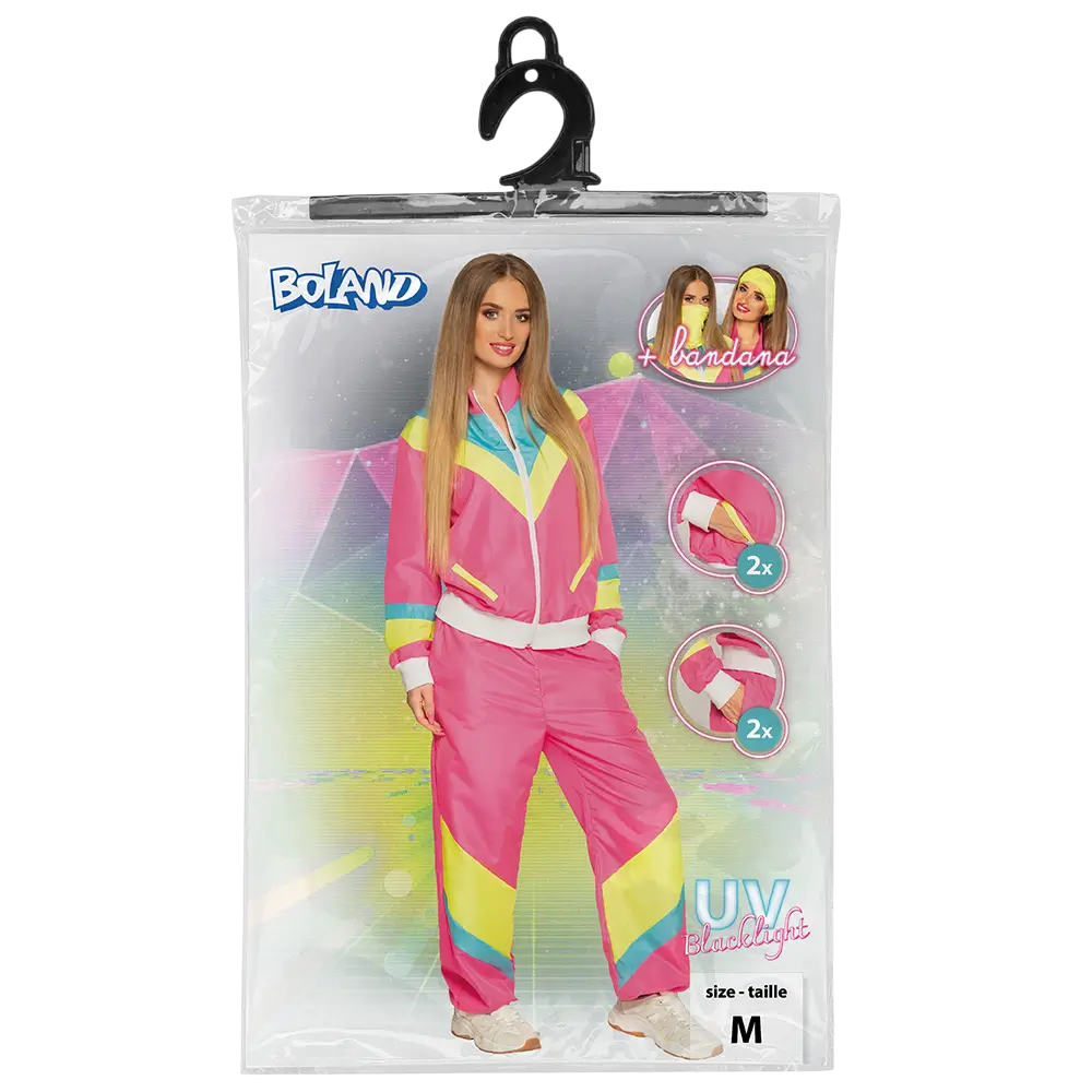 Damesoutfit in retro neonroze - M