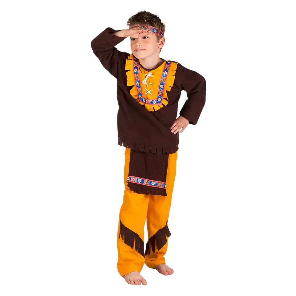Vermomming van bruin indianenopperhoofd voor jongens - 4-6 jaar