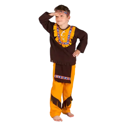 Vermomming van bruin indianenopperhoofd voor jongens - 4-6 jaar