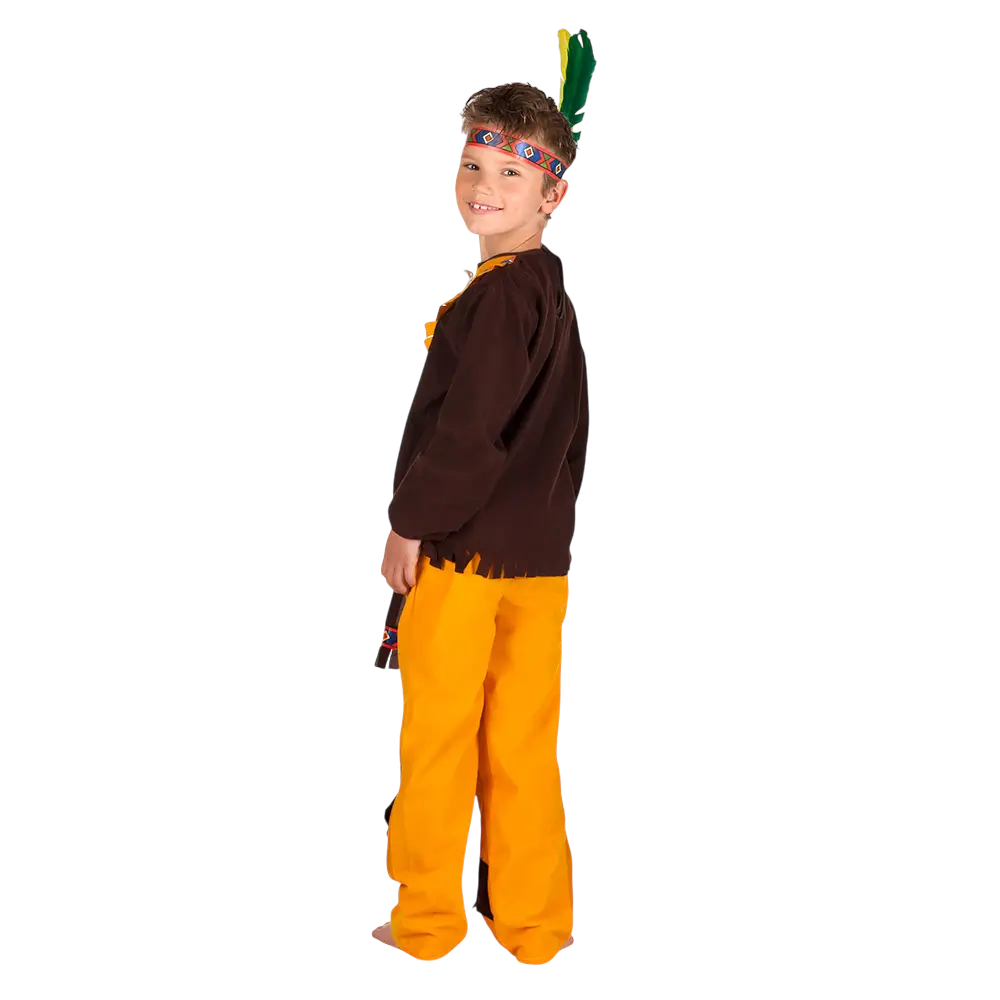 Vermomming van bruin indianenopperhoofd voor jongens - 10-12 jaar