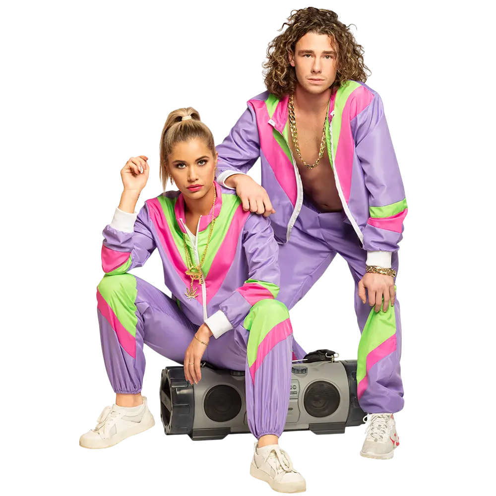 Herenoutfit retro neon paars - S