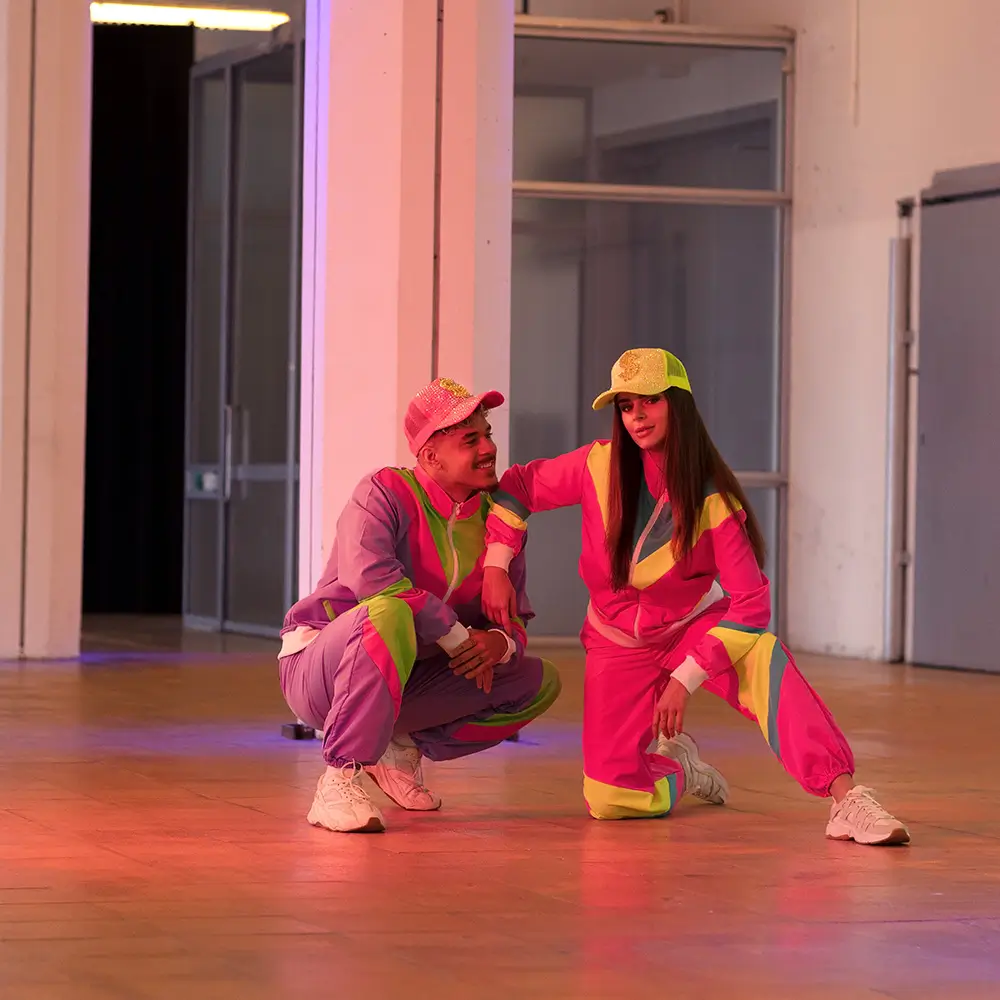 Herenoutfit retro neon paars - S