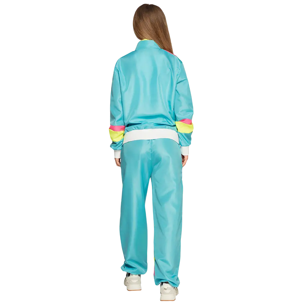 Dames neon blauw retro trainingspak - S