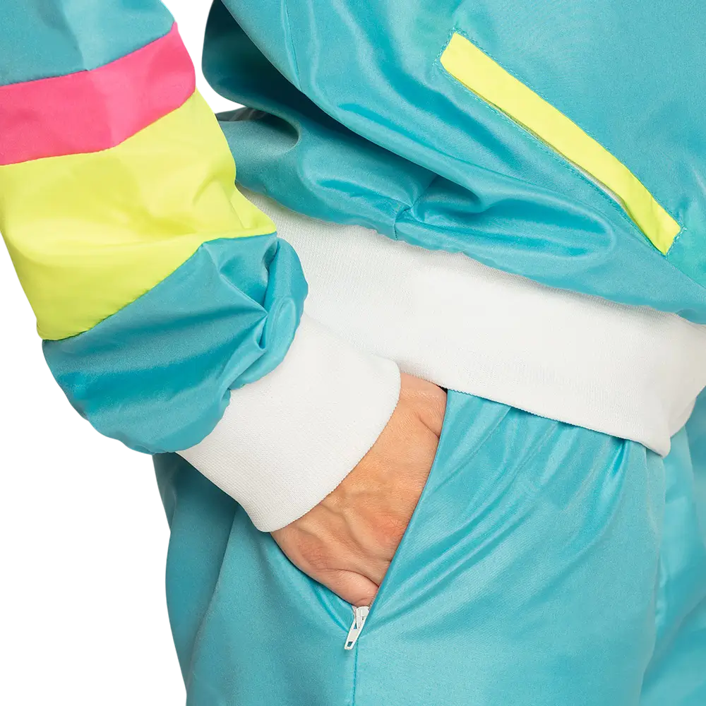 Dames neon blauw retro trainingspak - S