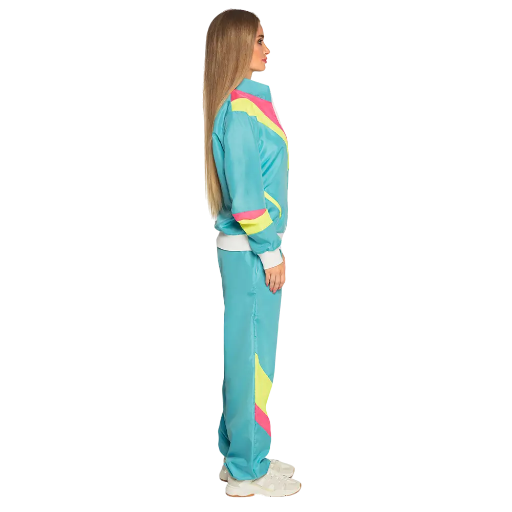 Dames neon blauw retro trainingspak - L