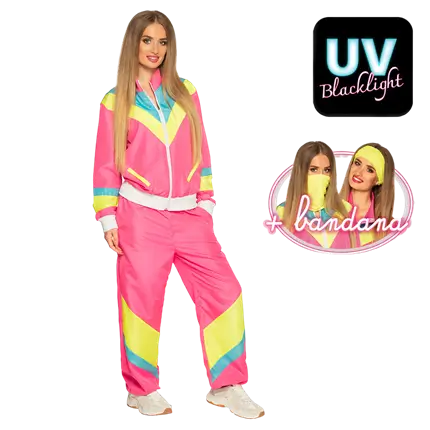 Damesoutfit in retro neonroze - S