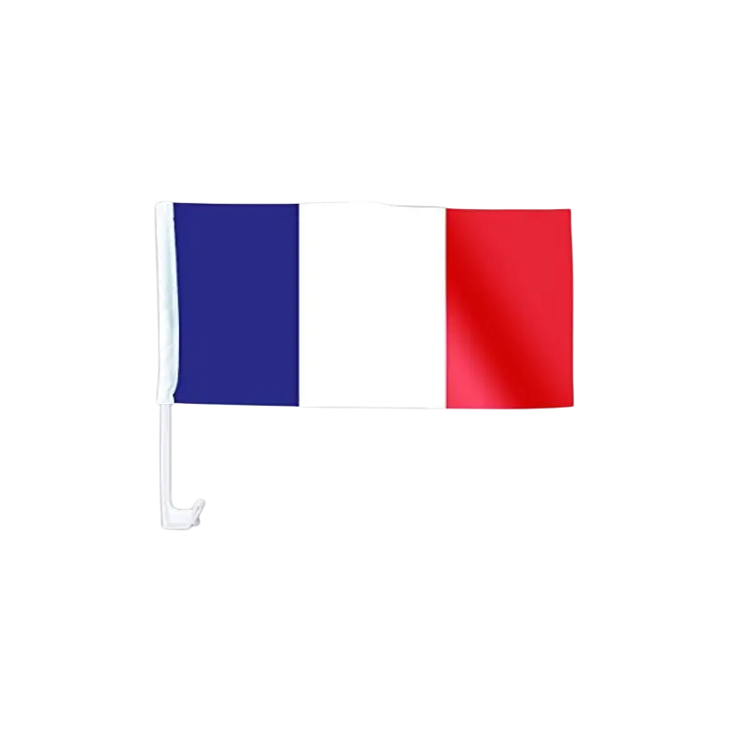 FRANKRIJK polyester auto vlag met stok 45 x 30 cm