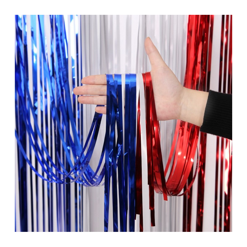 Blauw, wit en rood foliegordijn 200 x 100 cm