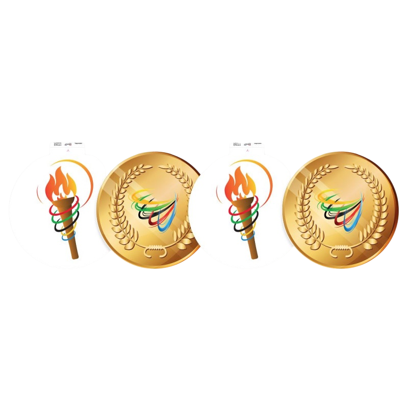 4 kartonnen decoraties Olympische Spelen (voor/achter) - 29 cm