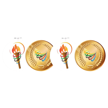 4 kartonnen decoraties Olympische Spelen (voor/achter) - 29 cm