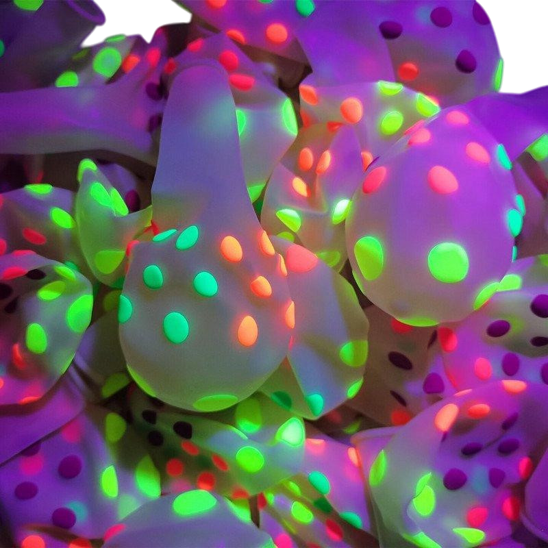 10 Latex ballonnen 30 cm Fluo neon UV Neon kleuren reactief zwart licht