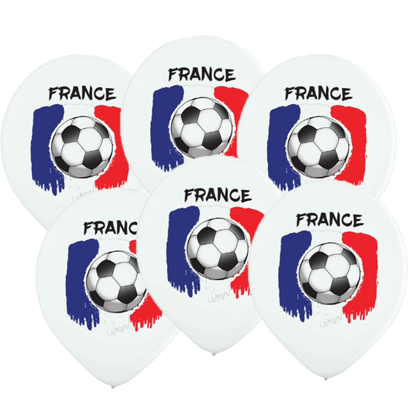 6 Voetballen bedrukt Frankrijk vlag 30 cm