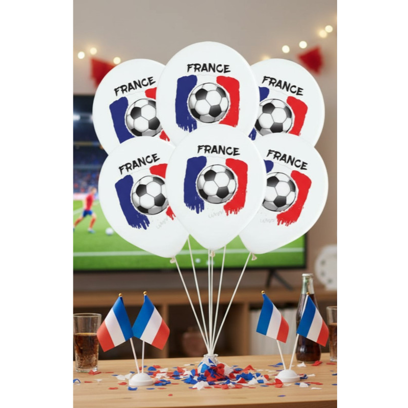 6 Voetballen bedrukt Frankrijk vlag 30 cm