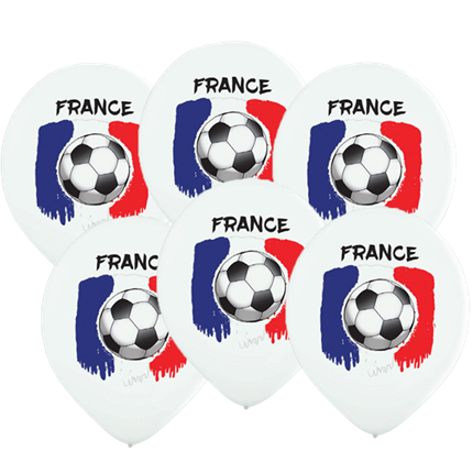 6 Voetballen bedrukt Frankrijk vlag 30 cm