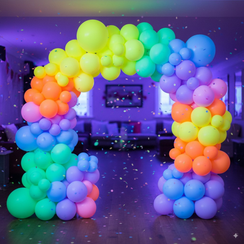 50 neon latex ballonnen in verschillende fluorescerende kleuren