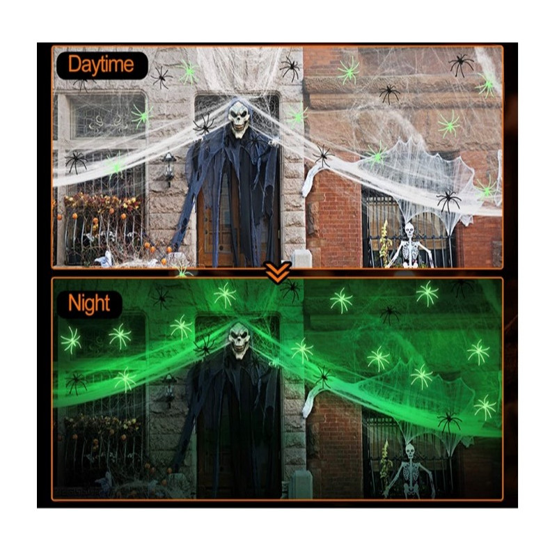 Spinnenweb 200g + 20 glow-in-the-dark spinnen