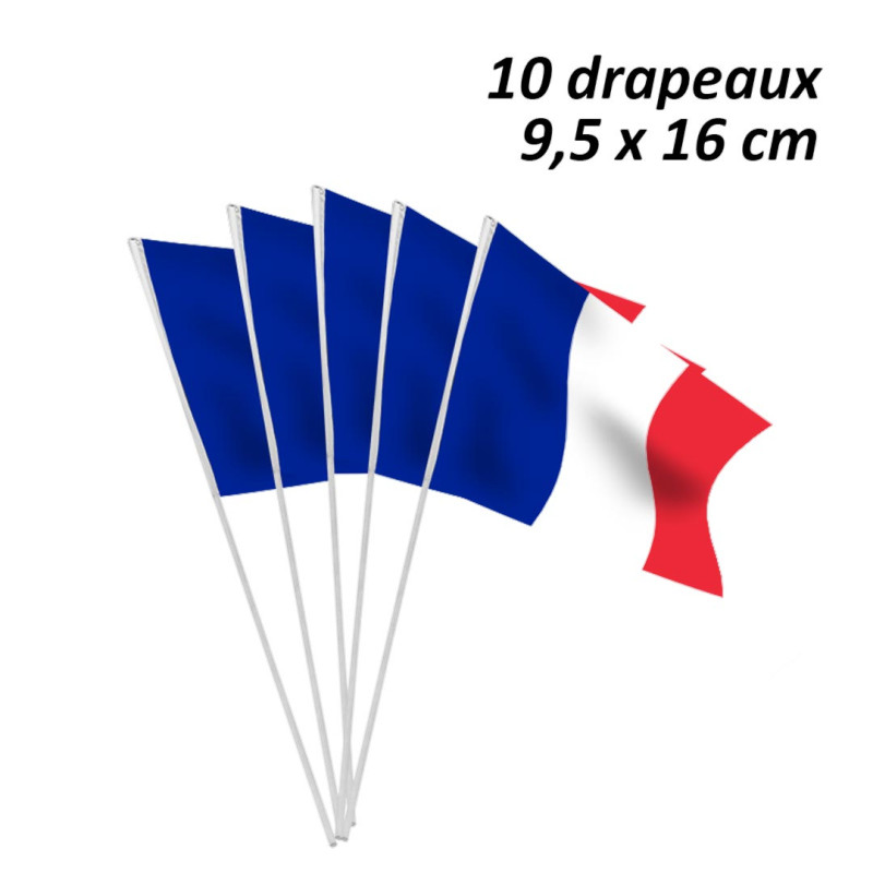 Set van 10 kleine driekleurige vlaggen Frankrijk