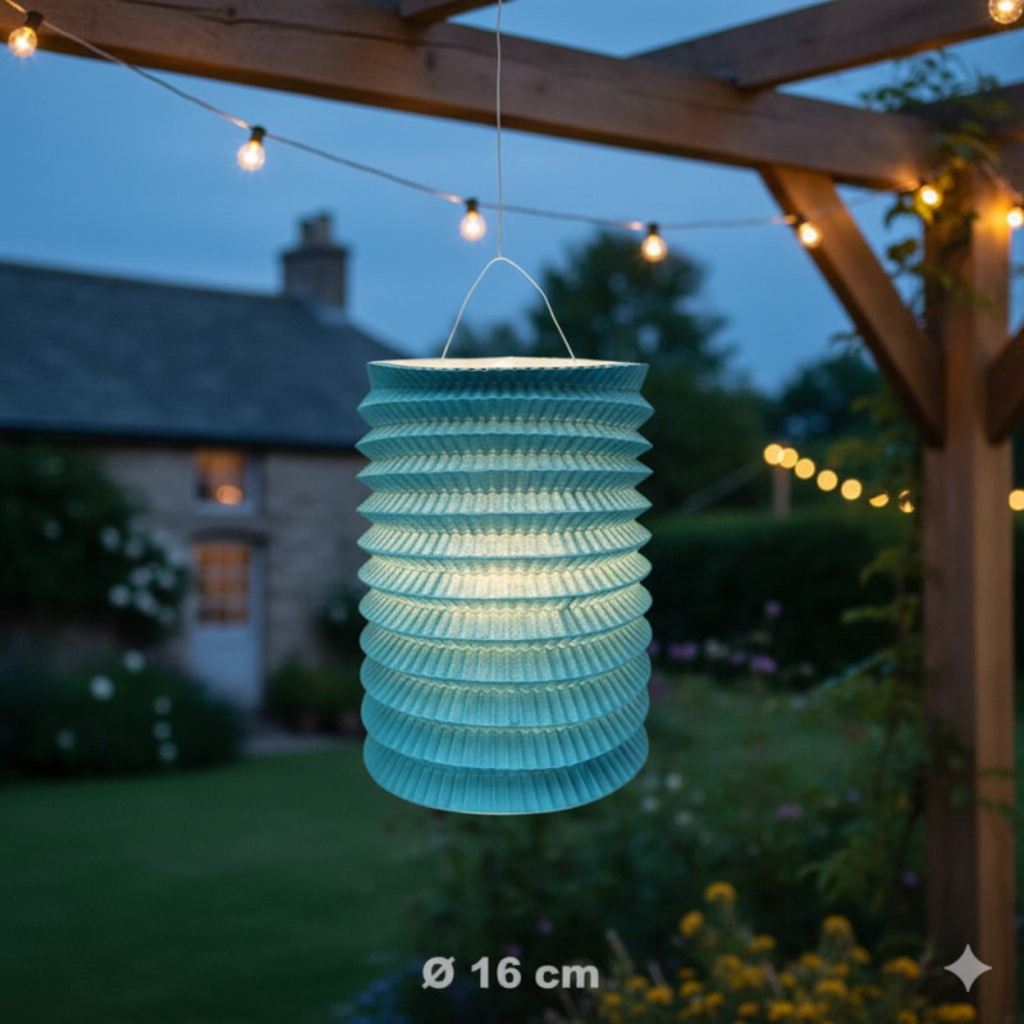 12 Blauwe papieren lampions - 16 cm