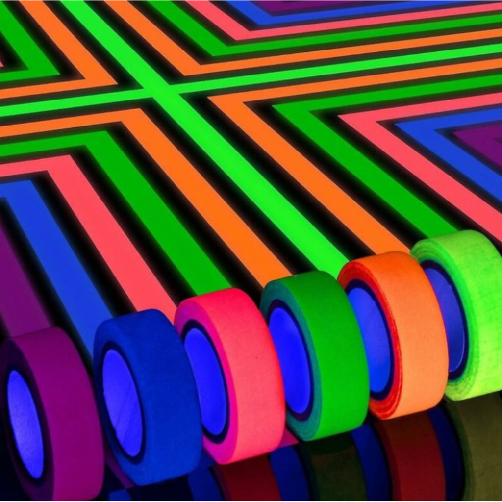 6 Fluorescerende UV-zwartlicht kleefbanden - 1,5 cm x 5 meter