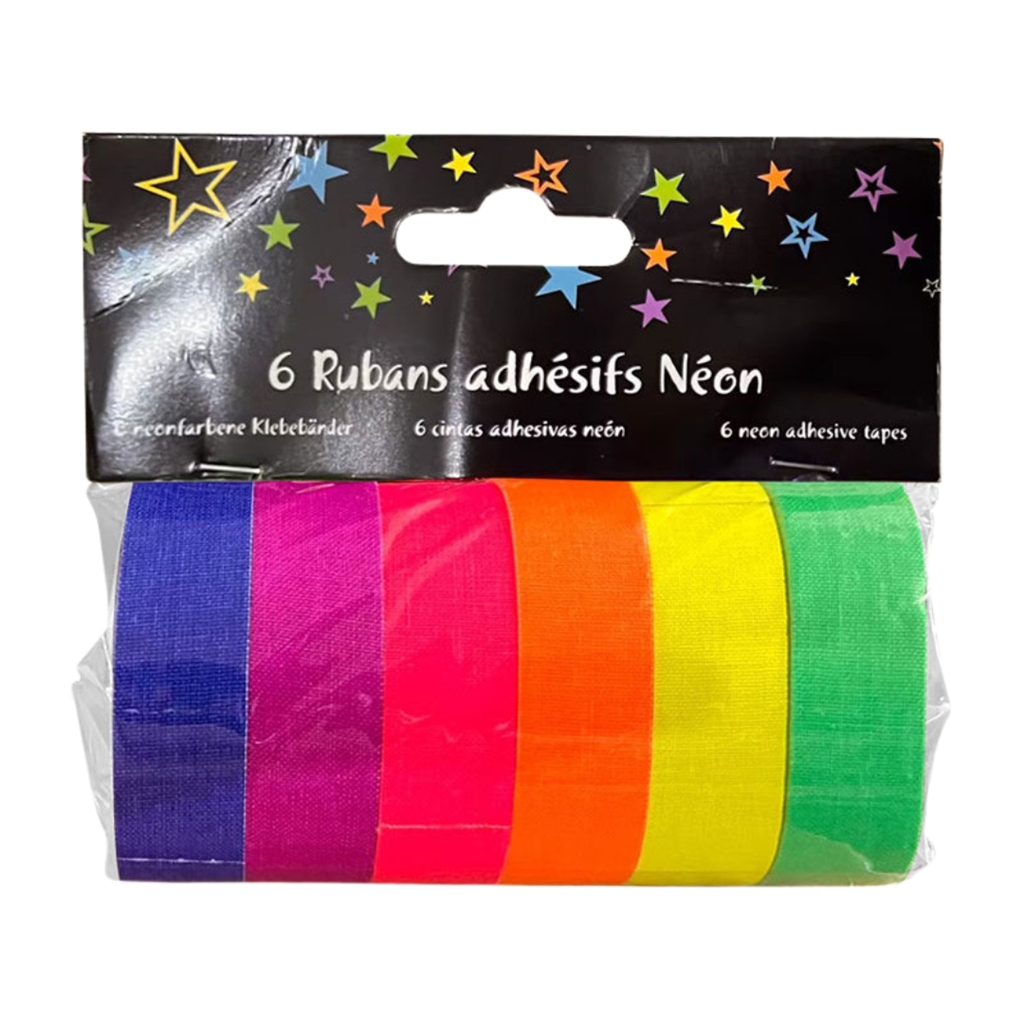 6 Fluorescerende UV-zwartlicht kleefbanden - 1,5 cm x 5 meter