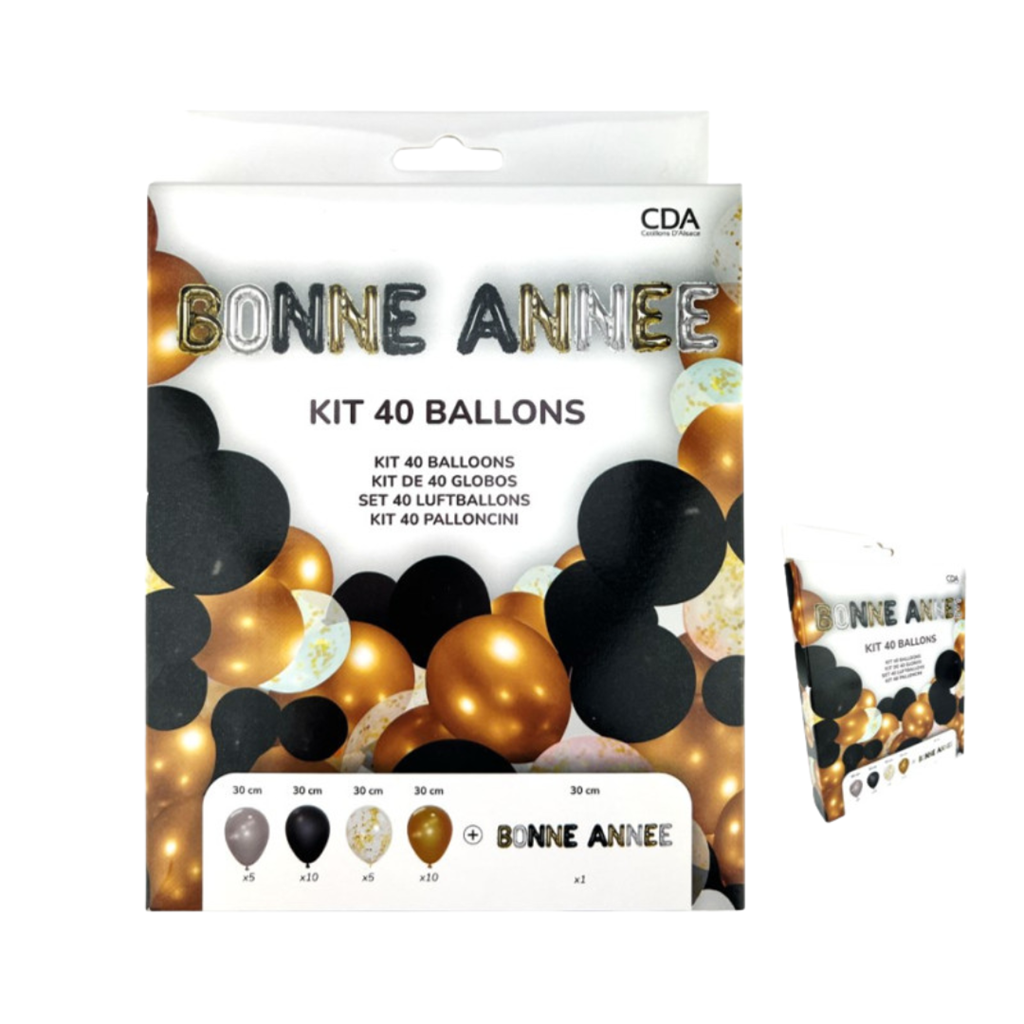 Nieuwjaarsdecoratieset 40 ballonnen 30 cm - 30 latex ballonnen + HAPPY NEW YEAR 30 cm
