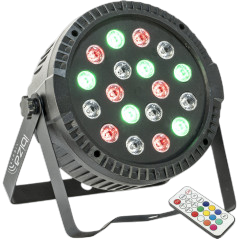 Projector PAR EXTRA-PLAT - 18 Leds RGB 1W (6 rood, 6 groen, 6 blauw) - Ibiza licht