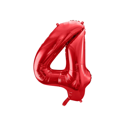 Bal Chiffre ''4'', aluminium, 86cm, rood