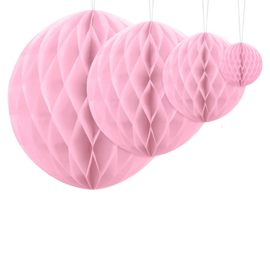 Lichtroze honingraatbal - 20 cm