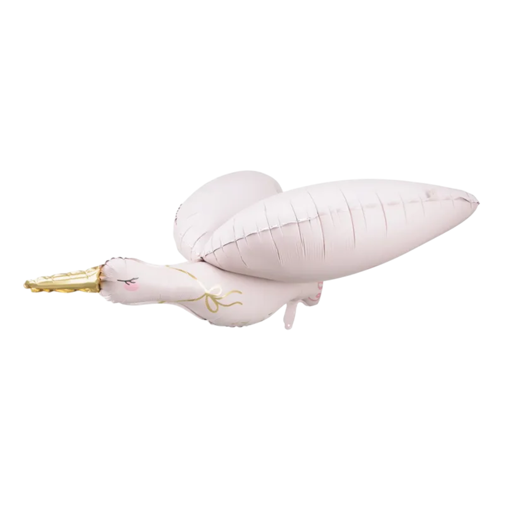 Aluminium ballon Cigogne, 103 x 60 cm, felroze