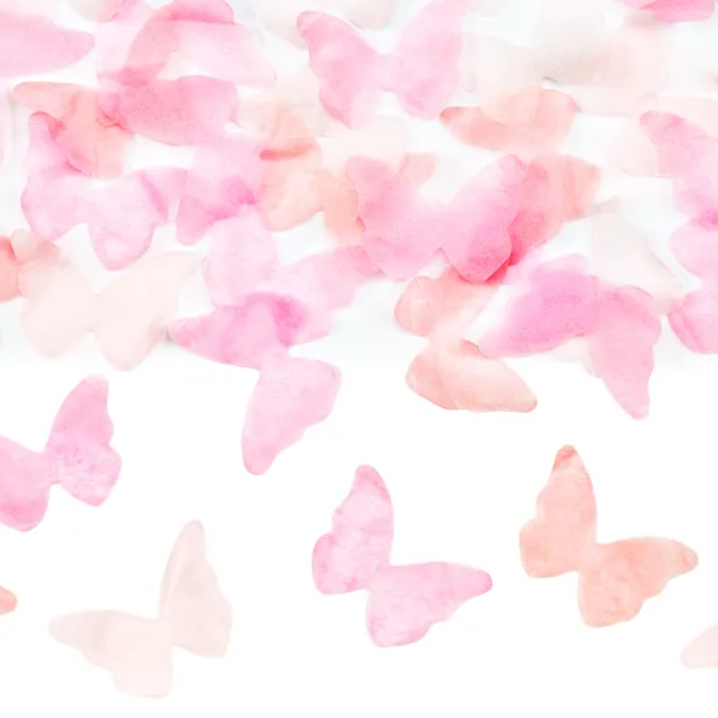 Gender Reveal confetti kanon met roze vlinders 20 cm
