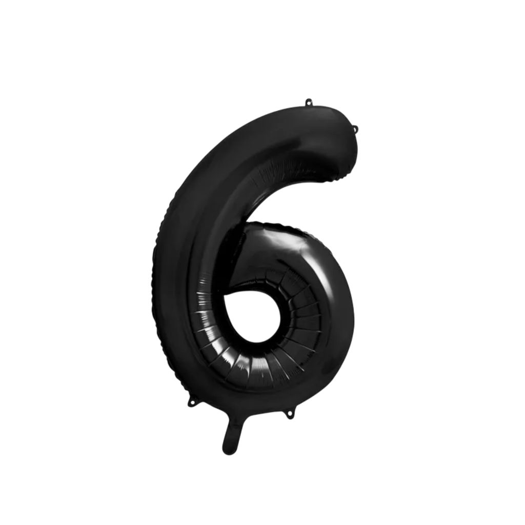 Ball Chiffre ''6'', aluminium, 86cm, zwart