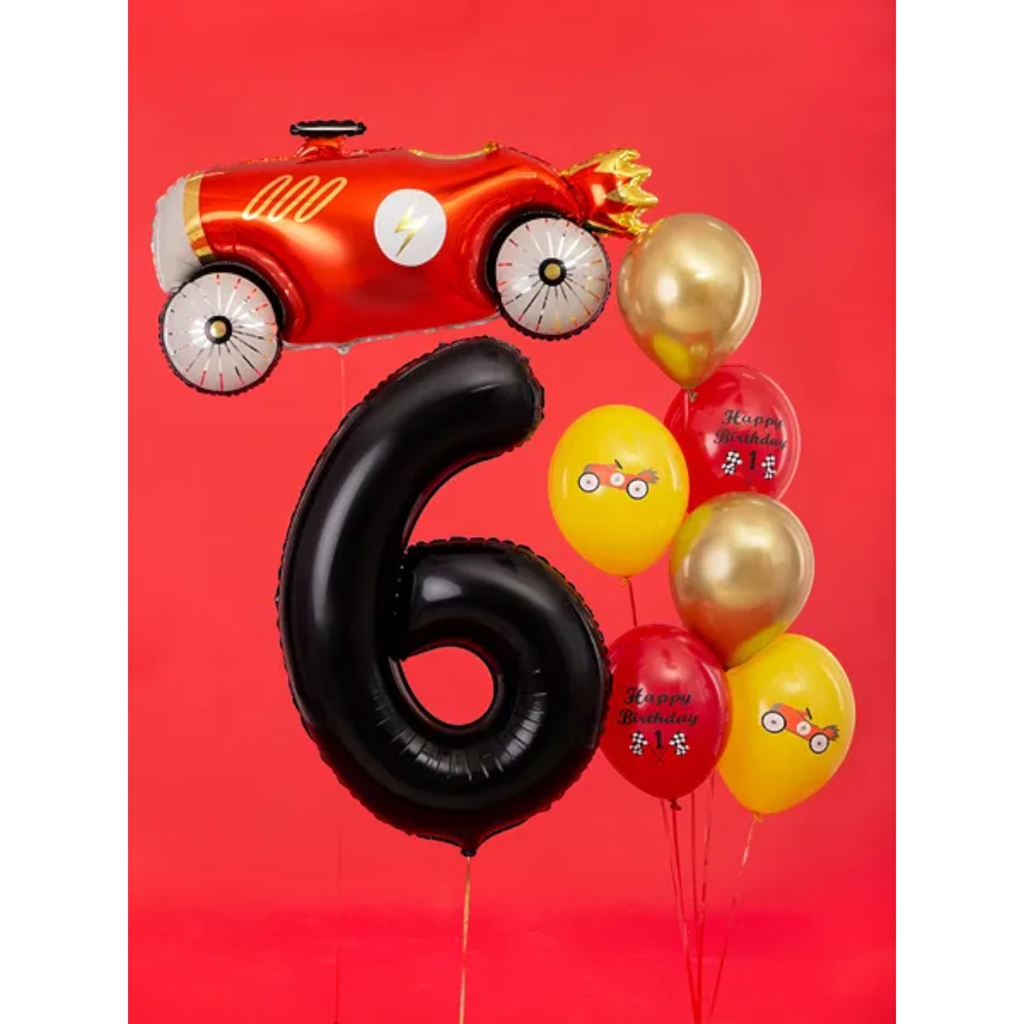 Ball Chiffre ''6'', aluminium, 86cm, zwart