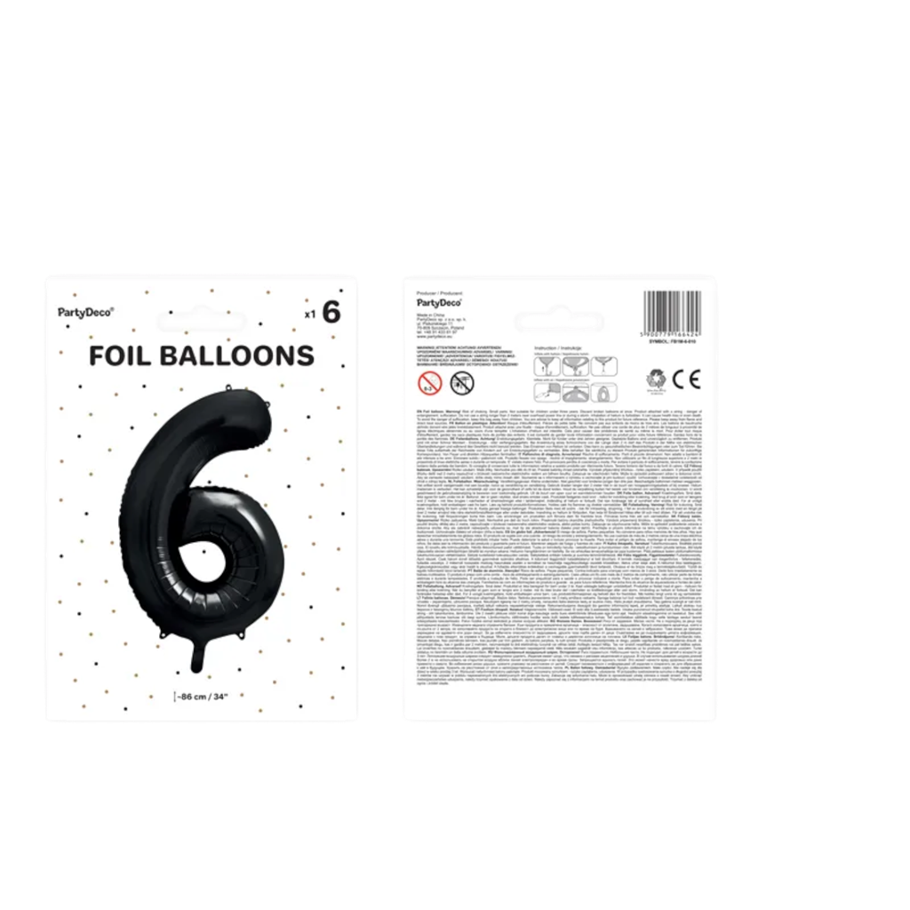 Ball Chiffre ''6'', aluminium, 86cm, zwart