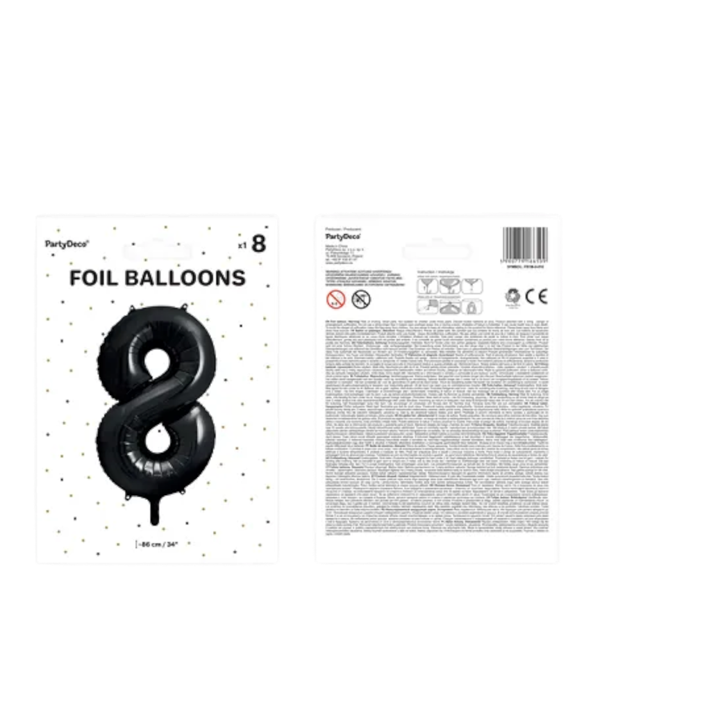 Ball Chiffre ''8'', aluminium, 86cm, zwart