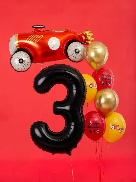 Bal Chiffre ''3'', aluminium, 86cm, zwart
