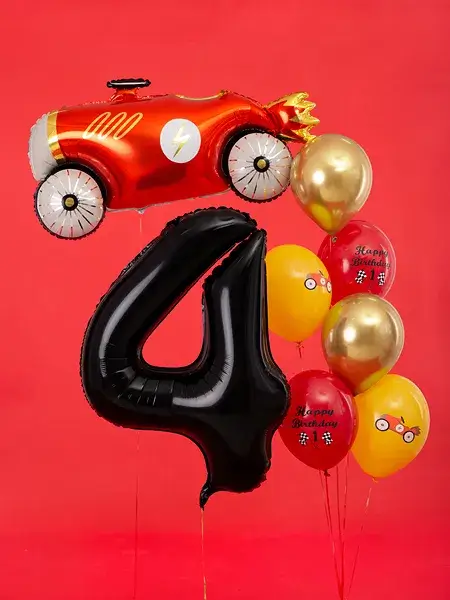 Bal Chiffre ''4'', aluminium, 86cm, zwart