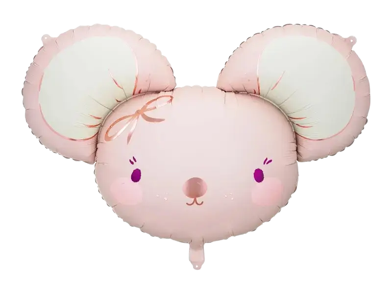 Aluminium ballon Muis, 96 x 64 cm, felroze