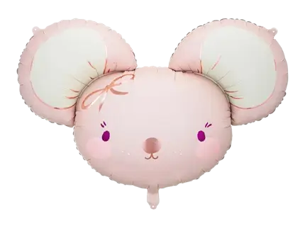 Aluminium ballon Muis, 96 x 64 cm, felroze