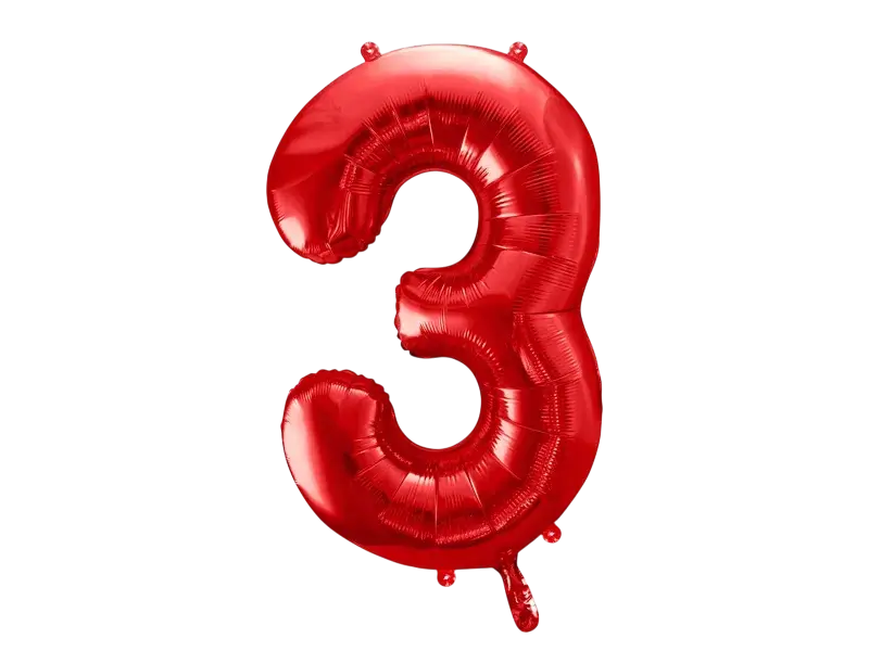 Bal Chiffre ''3'', aluminium, 86cm, rood