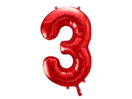 Bal Chiffre ''3'', aluminium, 86cm, rood