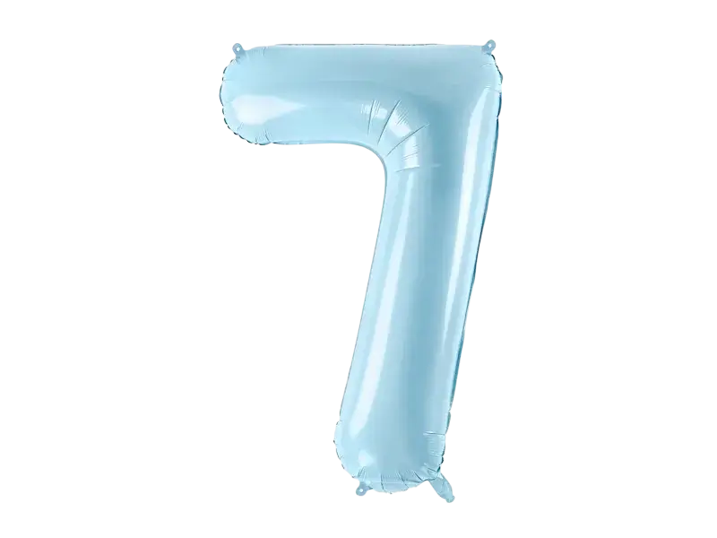 Ball Chiffre ''7'', aluminium, 86cm, lichtblauw