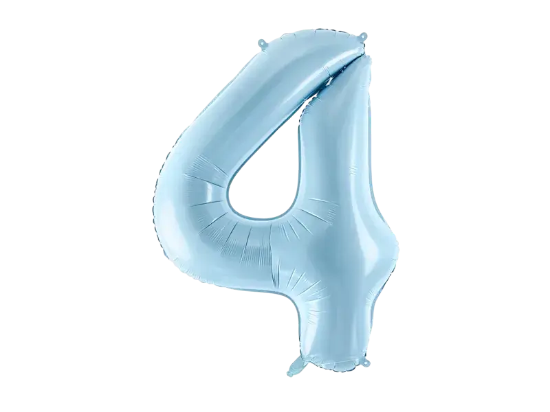 Bal Chiffre ''4'', aluminium, 86cm, lichtblauw